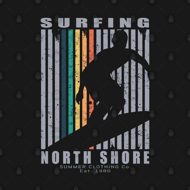 North Shore Surfing Beach Retro Surfing by Jas-Kei Designs