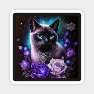 Galactic Floral Burmese Cat Magnet