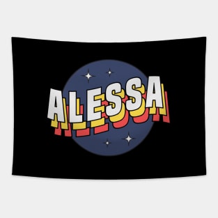 Alessa - Colorful Layered Retro Letters Tapestry