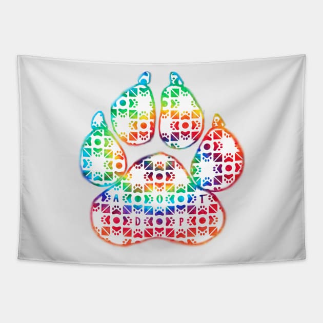 Tie Dye Adopt Paw Tapestry by PawShop