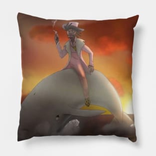 Jerome Riding Whale into Sunset! Pillow