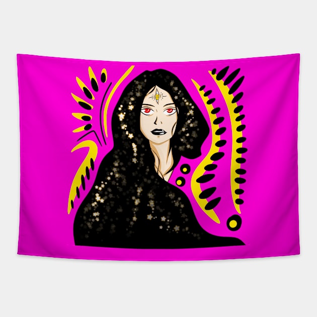 third eye cosmic woman foresight ecopop Tapestry by jorge_lebeau