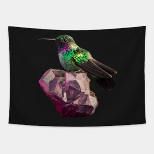 Hummingbird and Amethyst Crystal Tapestry