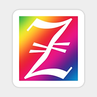 Rainbow White Letter Z Magnet