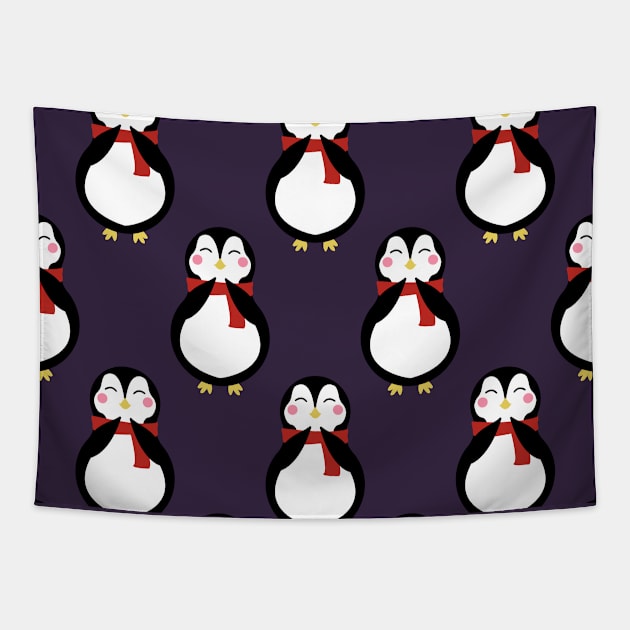 Seamless pattern with cute penguins Tapestry by Nataliia1112