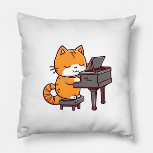 Cat Playing Piano Pillow