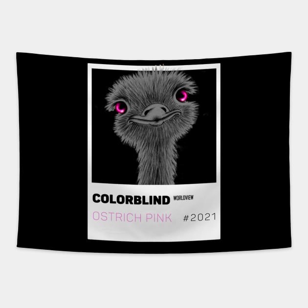 OSTRICH PINK - white card  by COLORBLIND WorldView Tapestry by DREAM SIGNED Collection