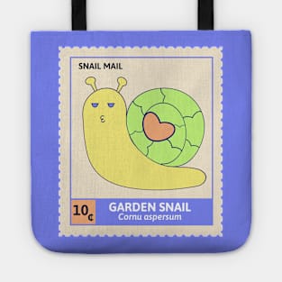 Kawaii Cute Garden Snail, Funny Pun, Stamp Collection, Snail Mail Tote