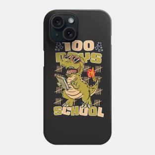 100 days of school featuring a friendly T-rex Dino Holding a notebook  #4 Phone Case