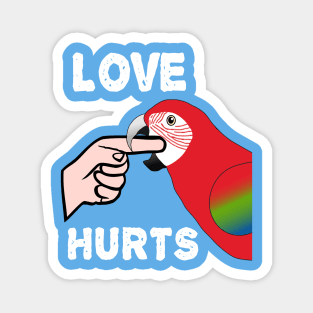 Love Hurts Greenwing Macaw Parrot Biting Magnet