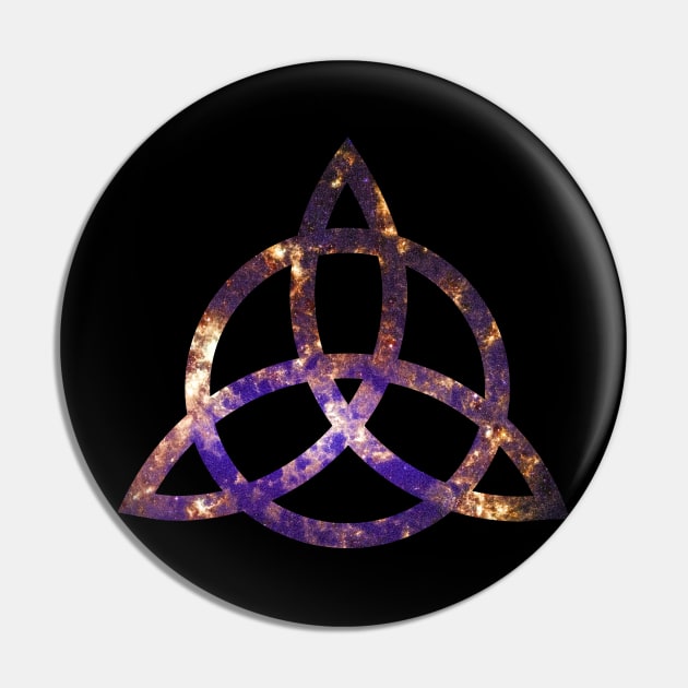 Celtic Trinity Knot Triquetra with Circle Galaxy Style Design Pin by TenchiMasaki