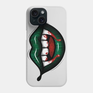 Green vampire lips Phone Case