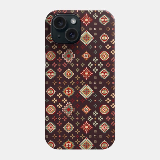 Caucasian Rugs(Grid) - Walnuts Phone Case by akaneyabushita