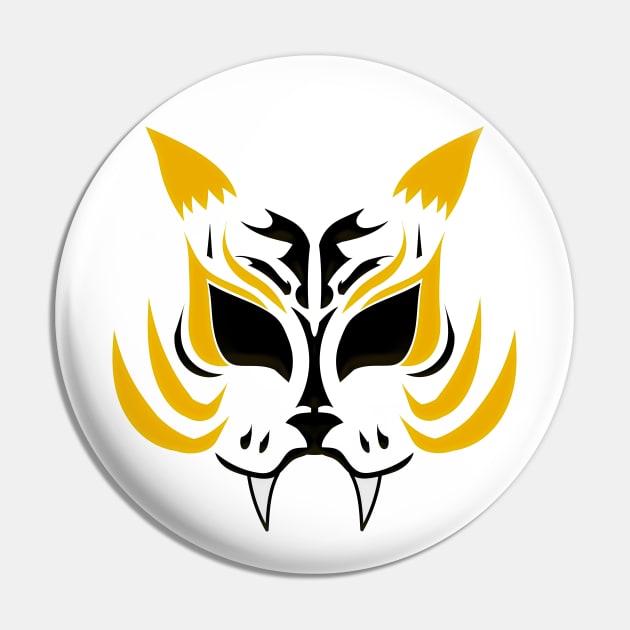 Kitsune Face - Gold Pin by ChrisOConnell