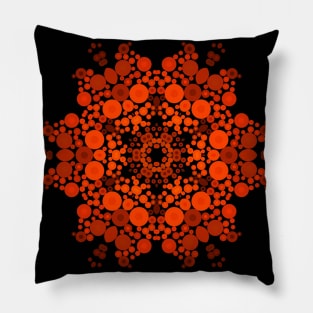Dot Mandala Flower Orange and Black Pillow