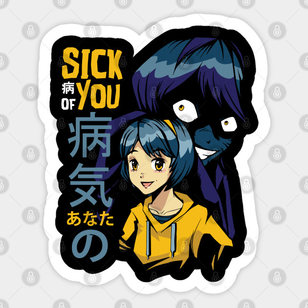 Sick Of You Evil Shadow Anime Girls Sticker Teepublic,Anime Guy With Short Ponytail