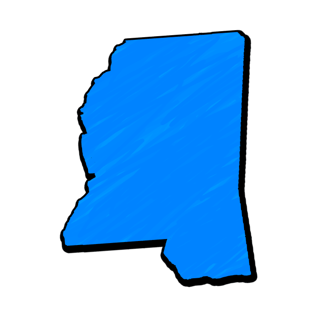 Bright Blue Mississippi Outline by Mookle