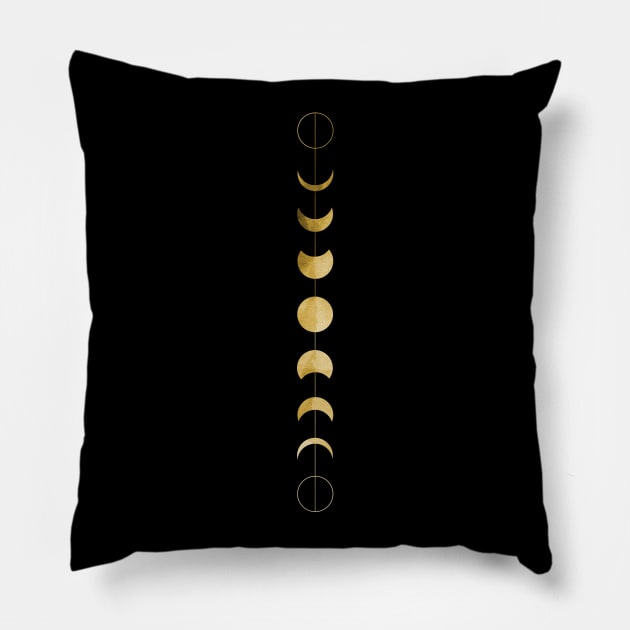 Minimal Phases Of The Moon - Gold Version Pillow by Lumos19Studio