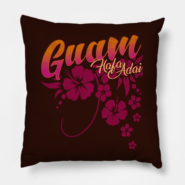 Guam USA Hafa Adai Flowers Pillow by THE LOCAL FABRIC