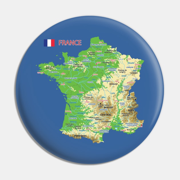 Geographic Map of France Pin by AliJun