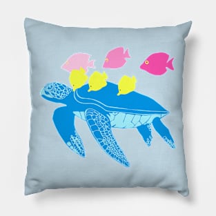 Hawaiian Sea Turtle & Fish v2 Pillow