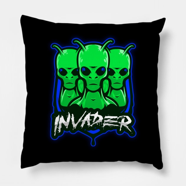 Alien invasion squad Pillow by Wolf Clothing Co