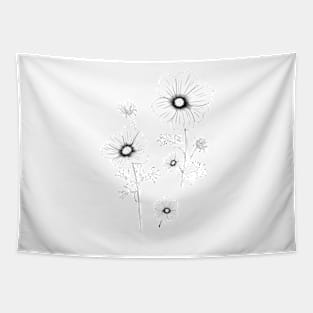 Black and white Cosmos Flower Tapestry