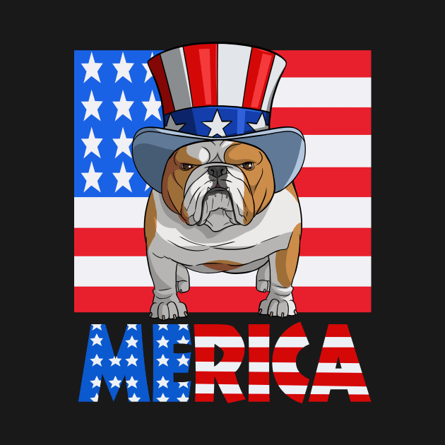 English Bulldog Merica American Flag by Noseking