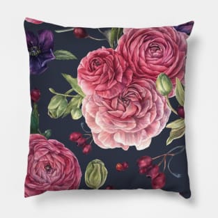 pink roses vintage style Pillow