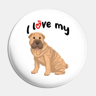 I Love My Fawn Shar-Pei Dog Pin