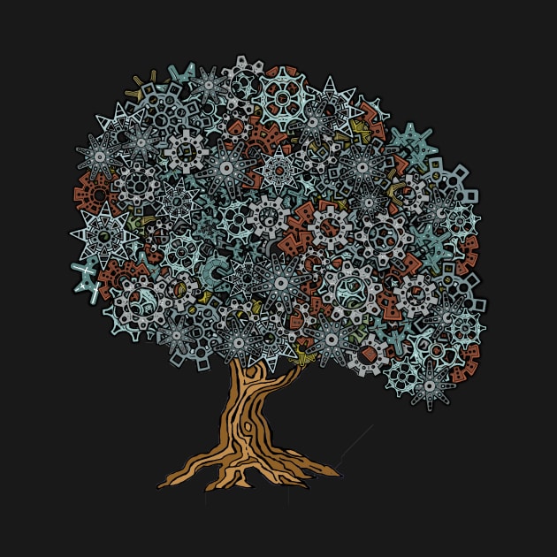 STEAMPUNK TREE whose leaves are actually gears by WinstonsSpaceJunk