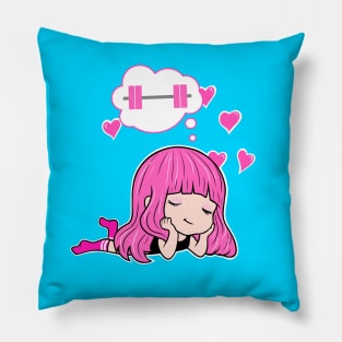 fitness girl, barbell girl, gym girl, girls who lift, fitness Pillow