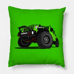 Green Jeep Illustration Pillow