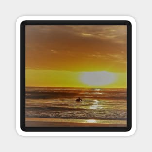 Surfer Watching Sunrise On Cocoa Beach, FL Magnet