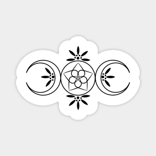 Triple Goddess Flower Pentagram Magnet