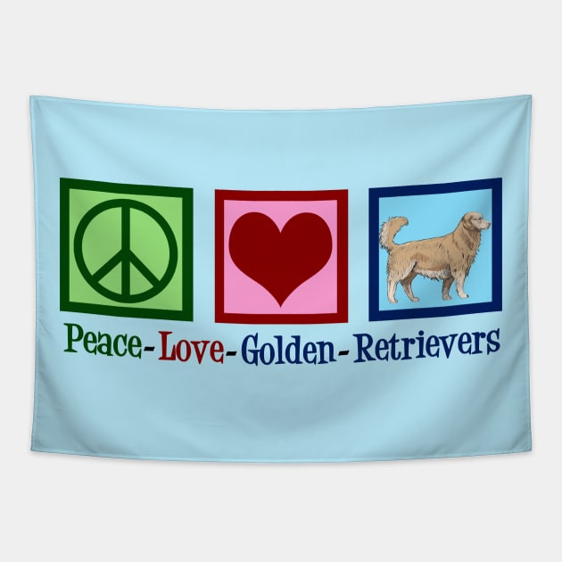 Peace Love Golden Retrievers Tapestry by epiclovedesigns