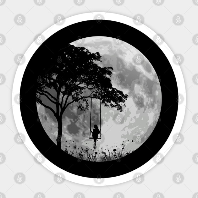 columpio de noche Luna Sticker TeePublic