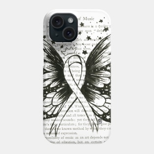 Thyroid Cancer Ribbon w/ wings- black Phone Case