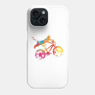 cat on a multicolored bike acrobat Phone Case