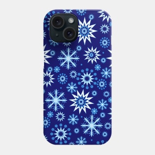 Winter pattern with snowflakes on blue Phone Case