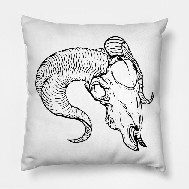 goat skull head Pillow by FIFTY CLOTH