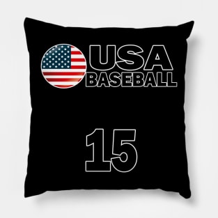 USA Baseball Number 15 T-shirt Design Pillow