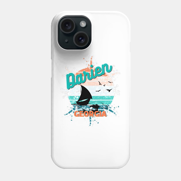 Darien Georgia Retro Vintage Exploding Sunset Phone Case by AdrianaHolmesArt