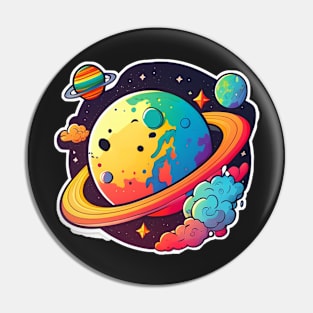 Colourful Planets Sticker Pin
