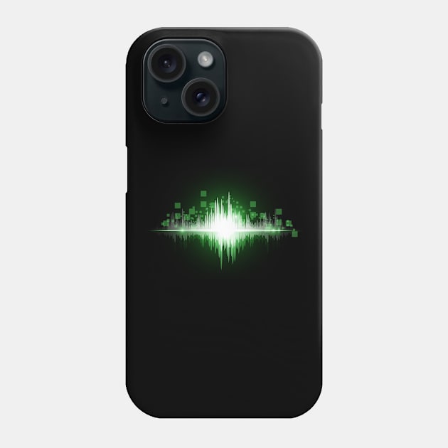 Sound Engineer Green Audio Waveform Phone Case by paola.illustrations