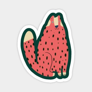 Bright pink cat, sitting  pink leopard Magnet