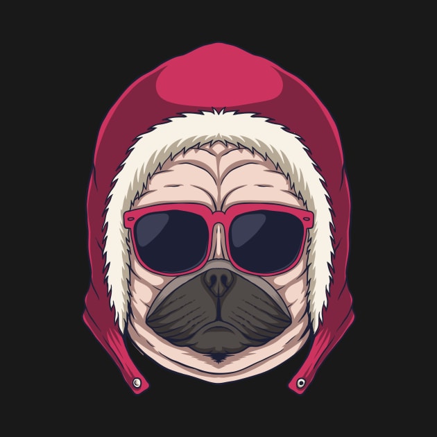 Funny Cartoon Christmas Pug Head by SLAG_Creative