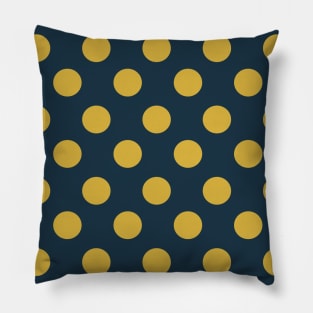 Polka Dots in Mustard Yellow and Navy Blue Pillow