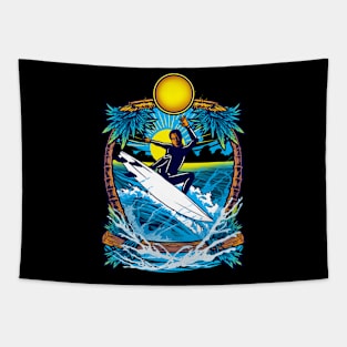 Summer Tropical Surfing Ocean Tapestry