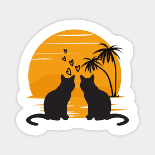 cat watching sunset Magnet